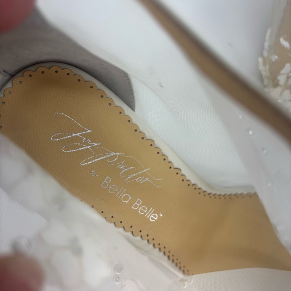 Ivory Floral Heeled Boots - Bella Belle - Picture 8 of 11